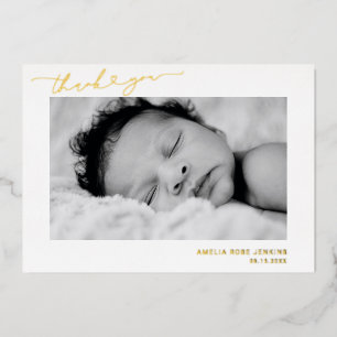 Elegant Newborn Photo Thank You Birth Announcement 箔招待状