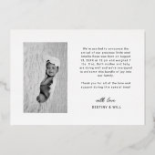 Elegant Newborn Photo Thank You Birth Announcement 箔招待状 (裏面)