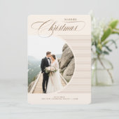 Elegant Newlywed Couple Wedding Photo Christmas シーズンカード (スタンド正面)