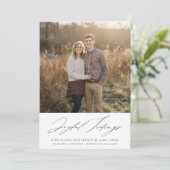 Elegant Newlywed Joyful Tidings Christmas Photo シーズンカード (スタンド正面)