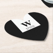 Elegant Newlywed Monogram | Black wedding ペーパーコースター (アングル)