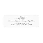 Elegant Newlywed Return Address Label with Rings ラベル (正面)