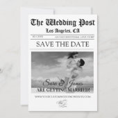 Elegant Newspaper Custom Photo Save the Date  招待状 (正面)