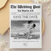 Elegant Newspaper Custom Photo Save the Date  招待状