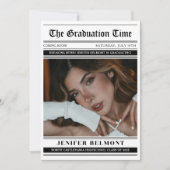 Elegant Newspaper Themed Photo Graduation 案内状 (正面)