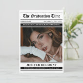 Elegant Newspaper Themed Photo Graduation 案内状 (スタンド正面)