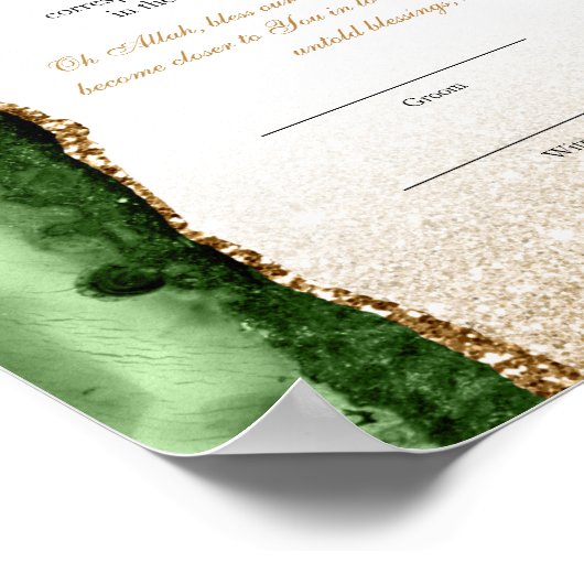 Elegant Nikkah Certificate Muslim Islamic Wedding ポスター (角)
