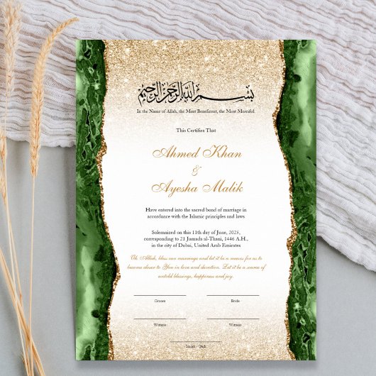 Elegant Nikkah Certificate Muslim Islamic Wedding ポスター