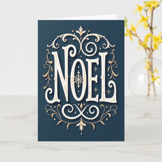 Elegant Noel Christmas Snowflake Card カード (黄色い花)