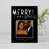 Elegant Noel in Silver Mr. & Mrs. Christmas Photo  箔シーズンカード (立ち正面)