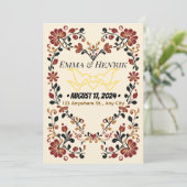 Elegant Norwegian Rosemaling Wedding Invitation Fr 招待状 (スタンド正面)