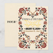 Elegant Norwegian Rosemaling Wedding Invitation Fr 招待状 (正面/裏面)