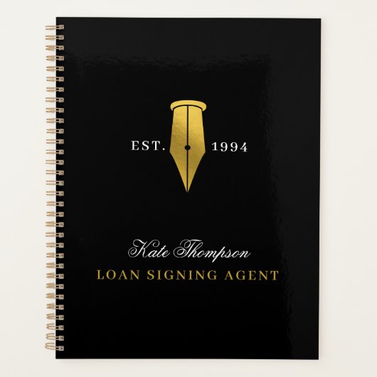 Elegant Notary Public Signing Agent Gold Logo プランナー手帳 (正面)