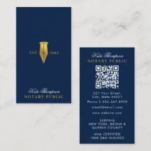 Elegant Notary Signing Agent QR Code Blue Gold
