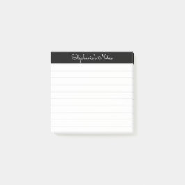 Elegant Notes Script Black Grey Lined Personalized ポストイット