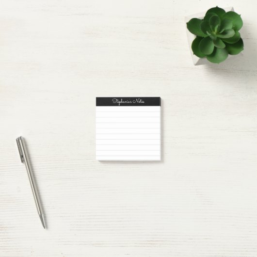 Elegant Notes Script Black Grey Lined Personalized ポストイット (オフィス)