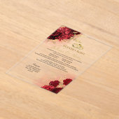 Elegant Nuestra Boda Red Floral Wedding Invitation アクリル招待状 (レイダウン)