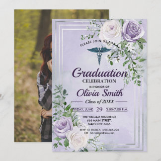 Elegant Nursing Graduation Invitation Photo | RN B 招待状