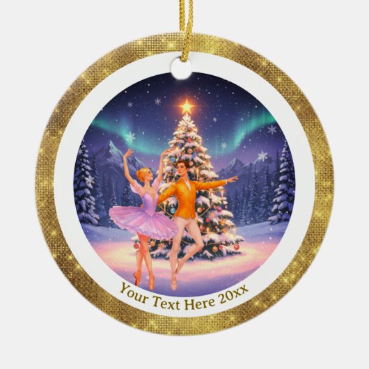 Elegant Nutcracker Ballet Christmas Ballerina Gift セラミックオーナメント (正面)