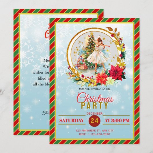 Elegant Nutcracker Christmas Holiday Party シーズンカード (正面/裏面)