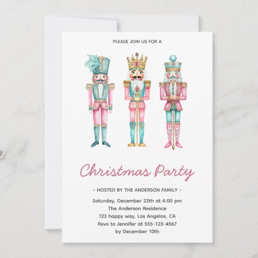 Elegant Nutcracker Christmas Party 招待状 (正面)