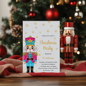 Elegant Nutcracker Christmas Party | Gold Glitter  招待状