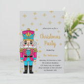 Elegant Nutcracker Christmas Party | Gold Glitter  招待状 (スタンド正面)
