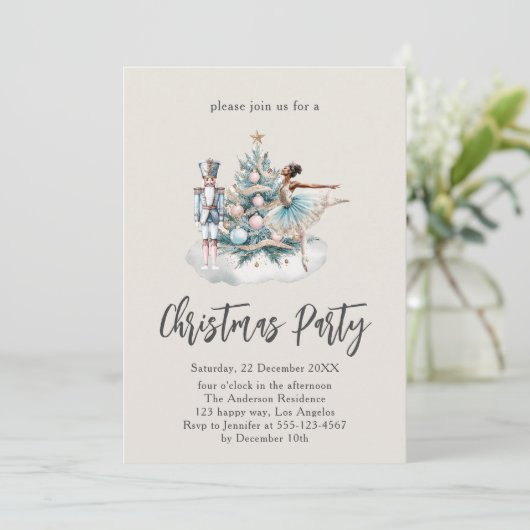 Elegant Nutcracker Christmas Tree Party 招待状 (スタンド正面)