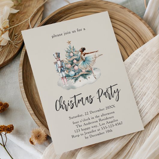 Elegant Nutcracker Christmas Tree Party 招待状
