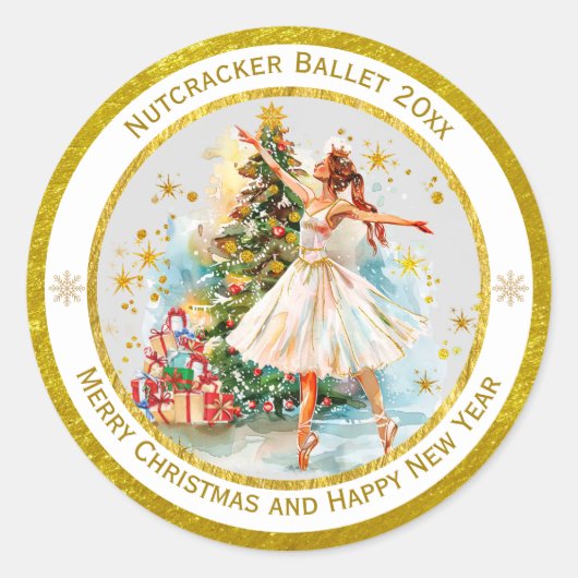 Elegant Nutcracker Merry Christmas and New Year ラウンドシール (正面)
