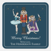 Elegant Nutcracker Merry Christmas Square Sticker スクエアシール (正面)