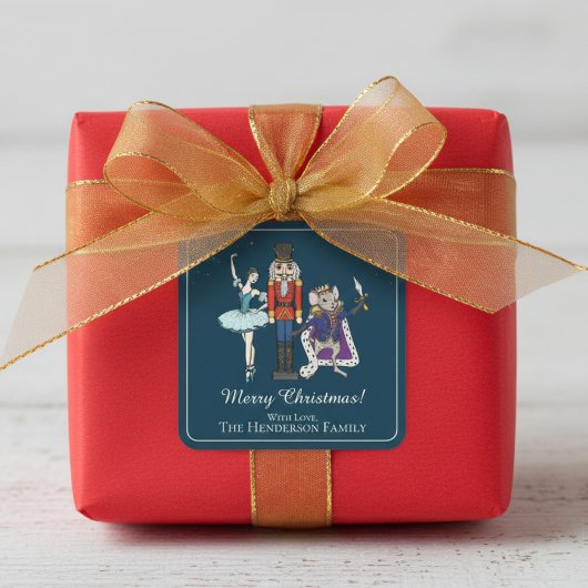 Elegant Nutcracker Merry Christmas Square Sticker スクエアシール