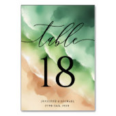 Elegant Ocean Beach Summer Watercolor Table Script テーブルナンバー (裏面)