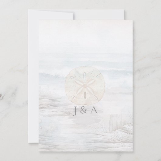 Elegant Ocean-Inspired Save the Date Card 招待状 (裏面)