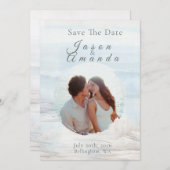Elegant Ocean-Inspired Save the Date Card 招待状 (正面/裏面)