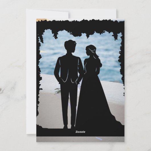 Elegant Ocean Wedding Invitation | Beach Theme | E 招待状 (裏面)