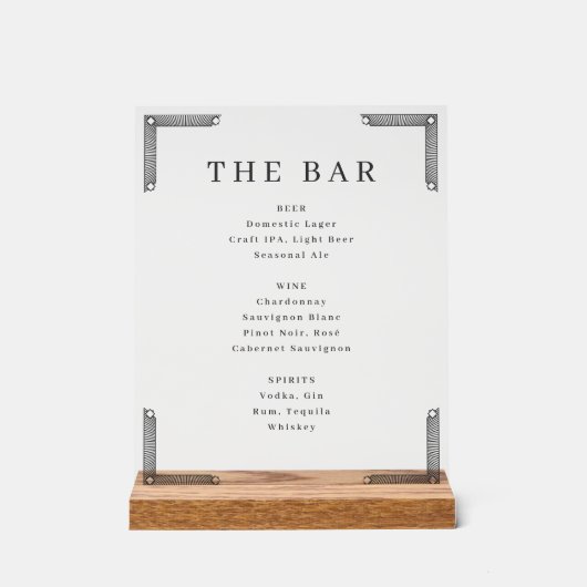 Elegant Off-White Geometric Bar Menu アクリルサイン (正面)
