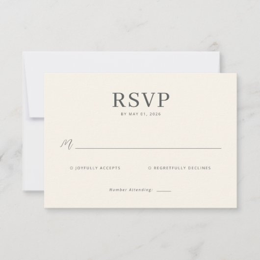 Elegant Off-White RSVP Card (正面)