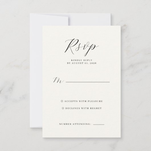 Elegant Off-White RSVP Card (正面)