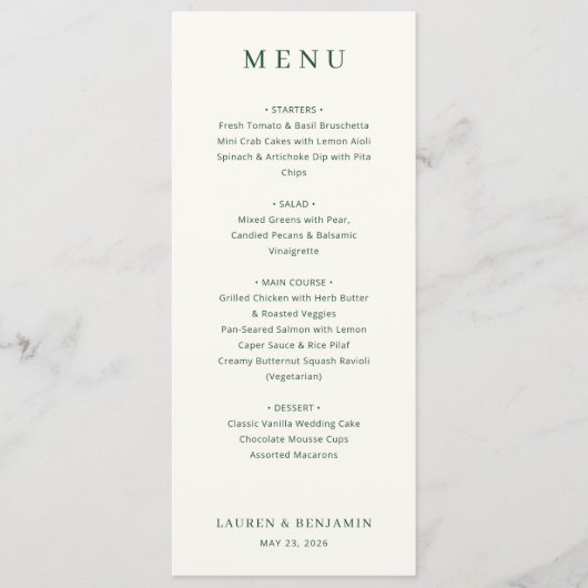 Elegant Off-White Serif Wedding Menu メニュー (正面)
