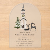 Elegant Office Corporate Christmas Party アクリル招待状 (正面)