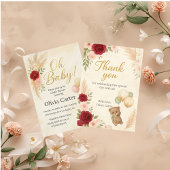 Elegant Oh Baby Shower Invitation with Teddy Bear 招待状
