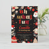 Elegant Oh What Fun Christmas  Birthday Party 招待状 (スタンド正面)