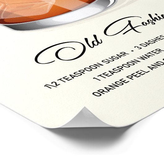 Elegant Old Fashioned Cocktail Recipe Artwork ポスター (角)