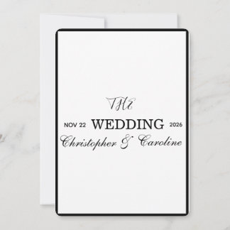 Elegant Old money black and white calligraphy 招待状