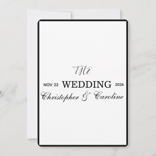 Elegant Old money black and white calligraphy 招待状 (裏面)