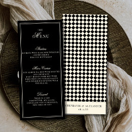 Elegant Old Money Black Ivory Checkered Wedding メニュー