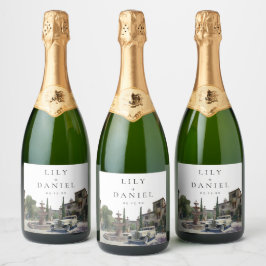 Elegant Old Money Country Estate Wedding スパークリングワインラベル
