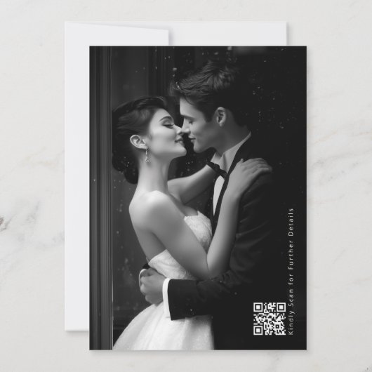 Elegant Old Money Deep Burgundy QR Code Wedding 招待状 (裏面)