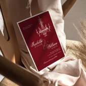 Elegant Old Money Deep Burgundy QR Code Wedding 招待状